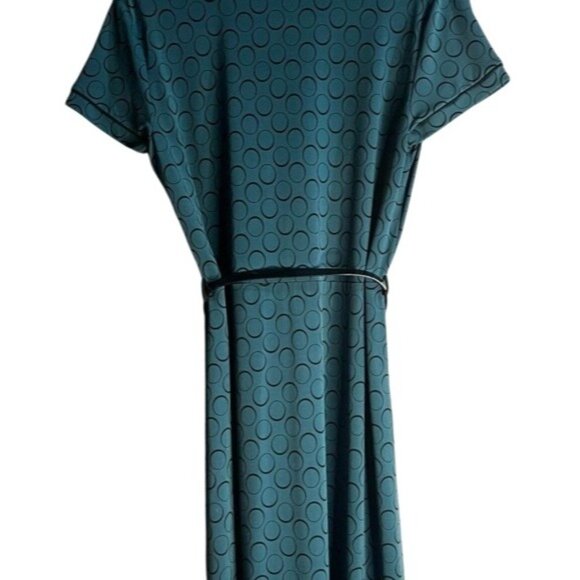 APT 9 Vintage Teal Shirt Polka Dot Midi Shirt Belt Waist Dress Button Front PM - Picture 7 of 11